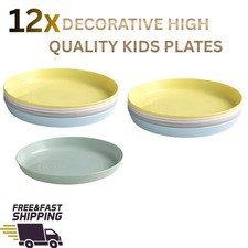 12x Unbreakable Colored Plastic Plates Reusable Dinner & Picnic Plates Daily Use