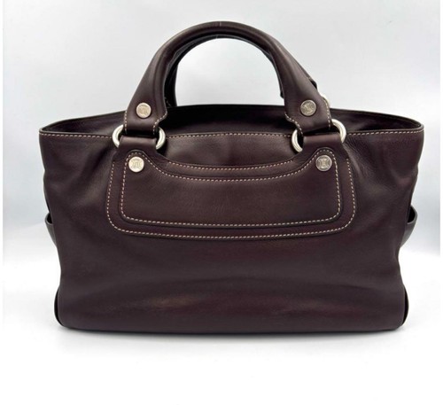 Auténtico bolso boogie para mujer CELINE cuero marrón oscuro bolsillos plateados - Imagen 6 de 24