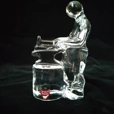 Orrefors Blacksmith Figurine Crystal Anvil Glass Sweden Scandinavian Signed Art