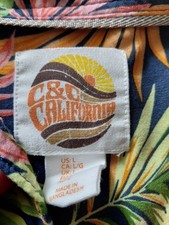 Hawaiian Mens Size L Tropical Print Short Sleeve Button Up C C California