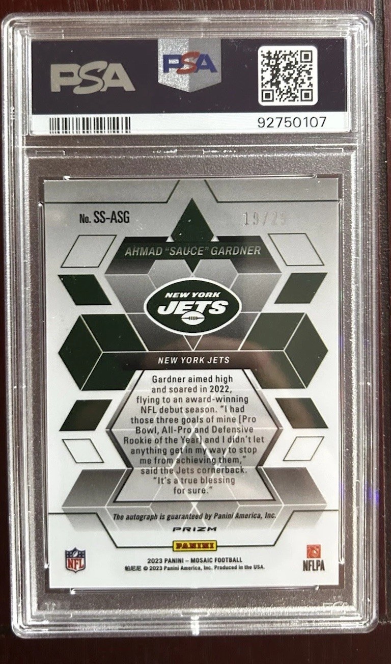 2023 Panini Mosaic Sauce Gardner Showtime Auto White /25 PSA 10 POP 1 view 2