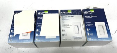 4pk Leviton Decora 600W Single-Pole/3-Way Rocker Slide Dimmer,White