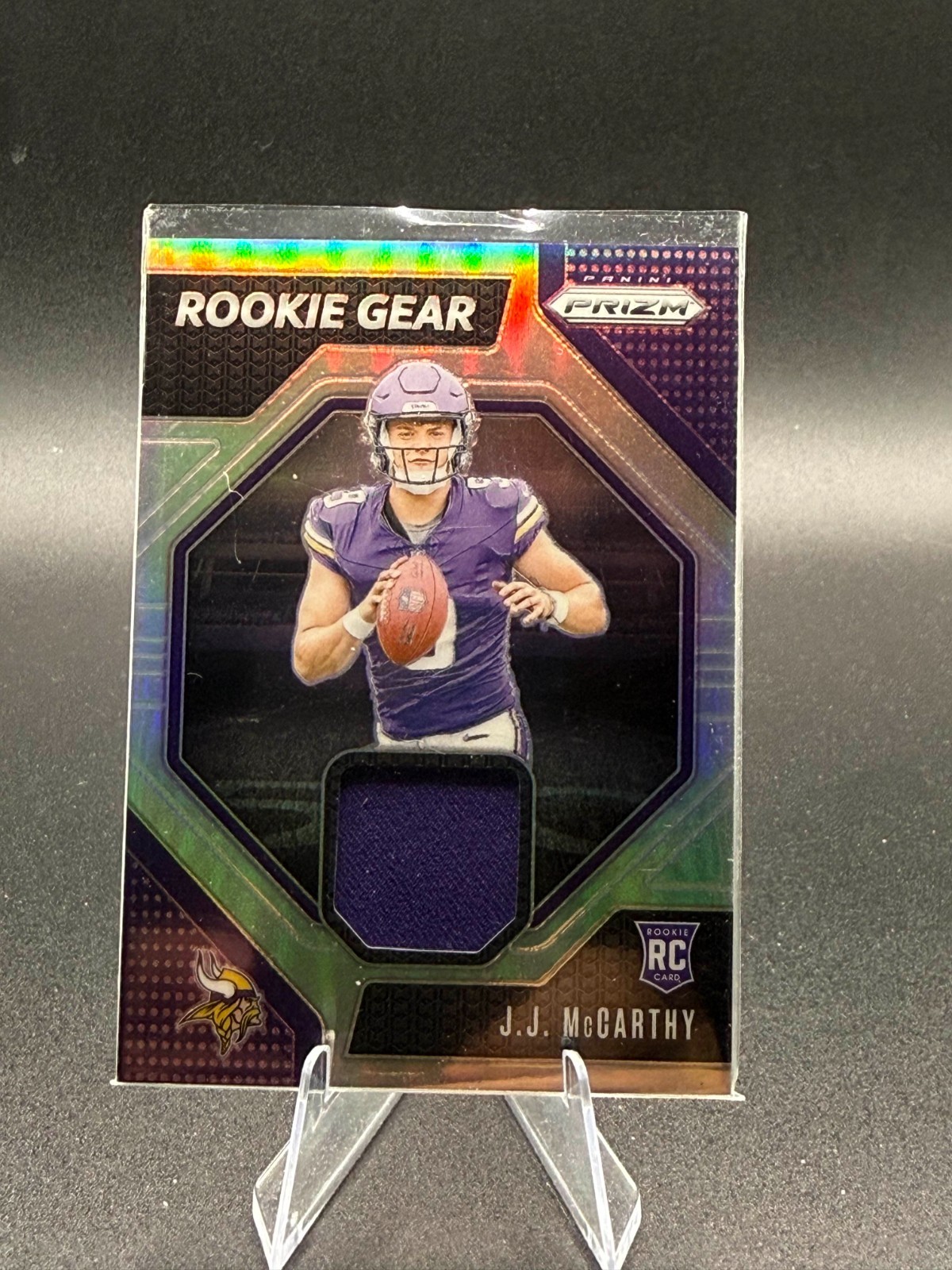 2024 Panini Prizm JJ McCarthy Silver Rookie Gear Patch #RG-JJM Minnesota Vikings