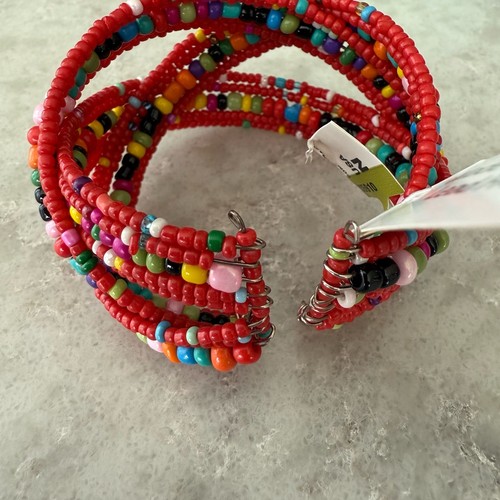 Bracciale Natasha Rosso Multicolore Perline Filo di Memoria Nuovo con etichette - Foto 2 di 4