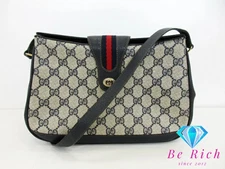 Gucci GG Plus Sherry Webbing Shoulder Bag Navy Vintage 116.02.076