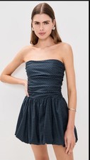 Reformation Clea Mini Dress in Dark Slate Check Women’s 10