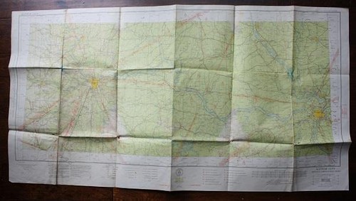 1935 Kansas City Missouri Sectional Aeronautical Chart map Kansas Too SCARCE -
