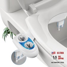 Ultra-Slim Bidet Attachment for Toilet, Retractable Dual Nozzles for Blue