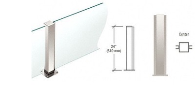 CRL Polished Stainless 24'' Square PP43 Plaza Serie Counter/Partition Center Post
