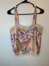 Vintage 90s Victoria s Secret Gold Label Satin Floral Camisole Top Lace Trim