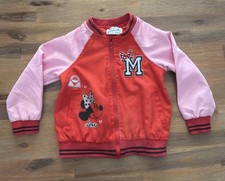 Miss Minnie Mouse Disney Bomber Jacket Girls Size 4 Red  Pink Full Zip M
