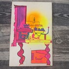 Vintage 1970 Abstract Psychedelic Geometric Painting Neon Pop Art Space Age . — photo 2