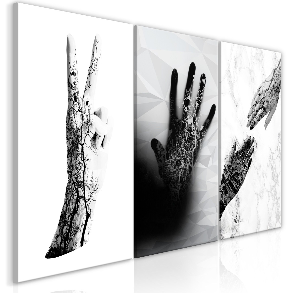Tableau abstrait Female Hands 3 panneaux 60x120cm pour habiller un grand mur vide