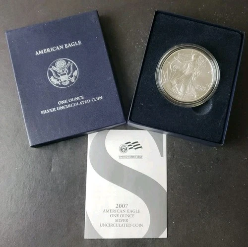 2007 W Burnished $1 American Silver Eagle Dollar