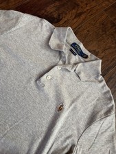 Polo Ralph Lauren Gray Polo Shirt M Classic Fit Short Sleeve Button Embroidered