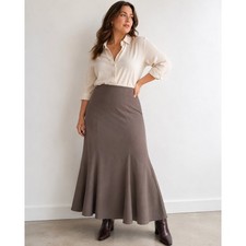 Taupe Brown A-Line Flared Maxi Skirt Minimalist Quiet Luxury Size 16