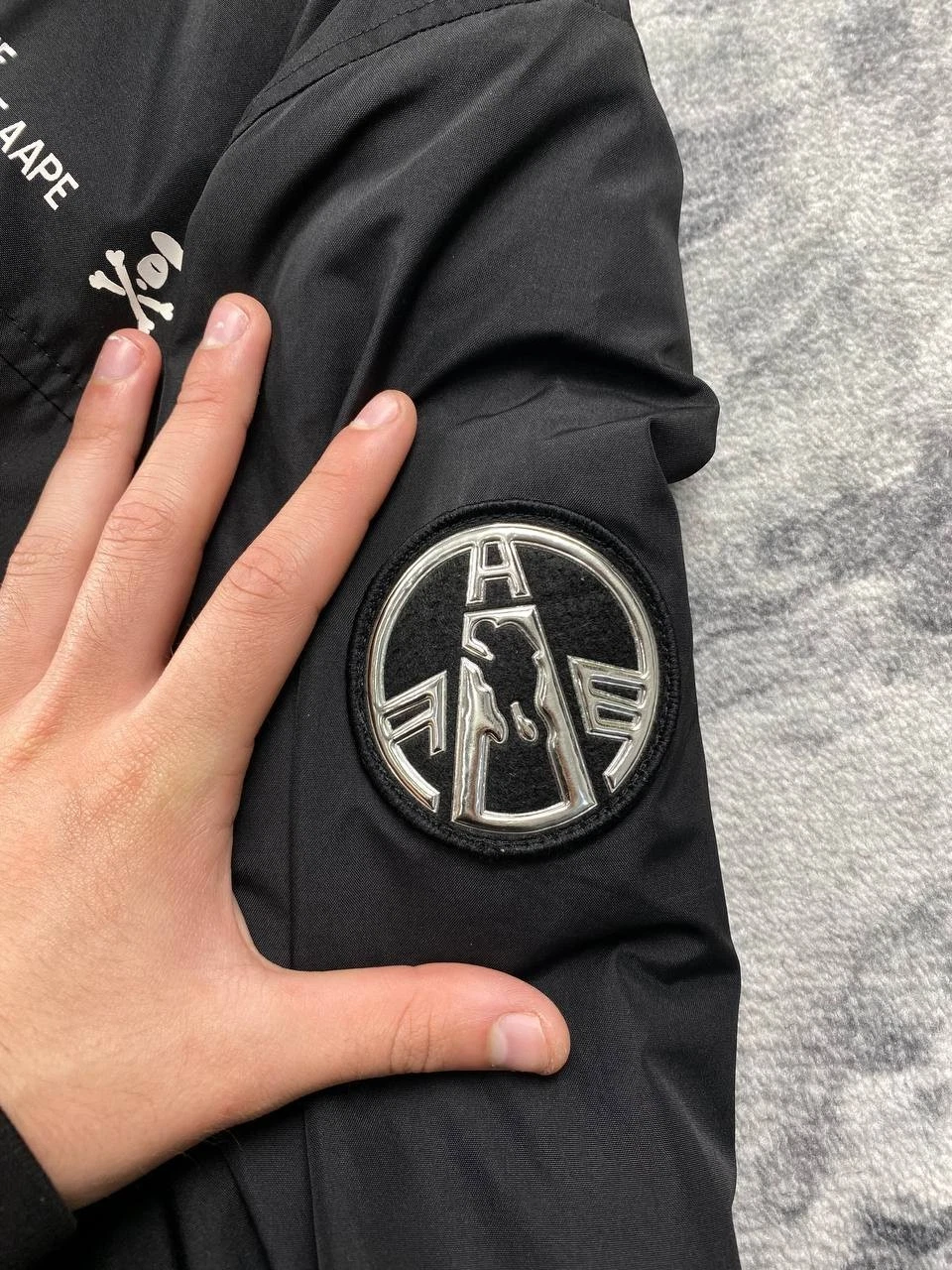 AAPE By A Bathing Ape Hooded Down Jacket Parka Men Size S Black  image 2