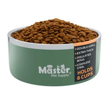 Stainless Steel Large Double Wall Dog Bowl with Anti Skid Base - Camo Patrol