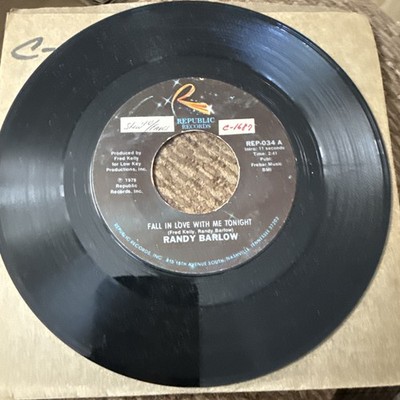 Randy Barlow - Fall in Love With Me Tonight / One More Time, 45 RPM