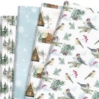 12 Sheets Christmas Wrapping Paper with Watercolor Winter Forest and winter