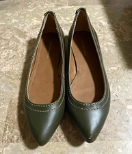 Calvin Klein Jeans Green Faux Leather Pointed Toe Slip-On Flats 7 M