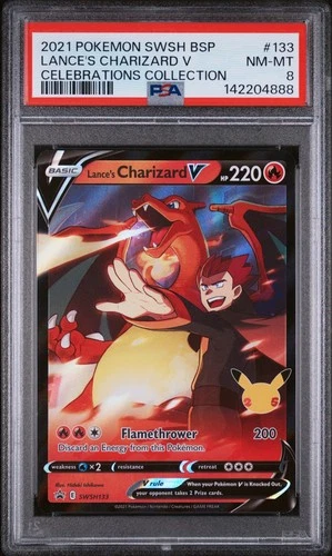 2021 POKEMON SWSH BLACK STAR PROMO CELEBRATIONS COLL LANCE'S CHARIZARD V PSA 8