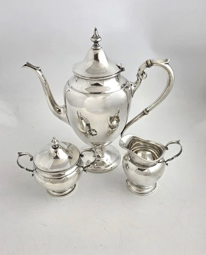 Gorham Puritan Sterling Silver Tea Coffee Set 3pc Pot Sugar Creamer 29.17 troy