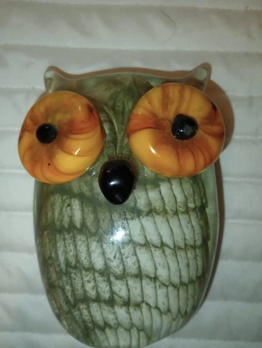 Murano Hand Blown Glass Owl Design Vintage Murano Venetian Italy Glass Figurine