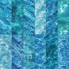 12Pcs Ocean Waves Cotton Fabric Bundles Blue Sea Wave Fat Quarters Summer Sew