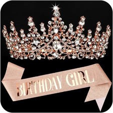 BIRTHDAY GIRL Sash for Women Happy Birthday Sashes and Crowns for Girls Crystal