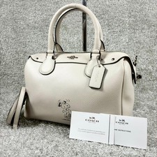 COACH Snoopy Collaboration Boston Bag 2way Satchel White Leather from Japan