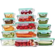 Vtopmart 15 Pack Glass Food Storage Containers with Lids Glass Meal Prep