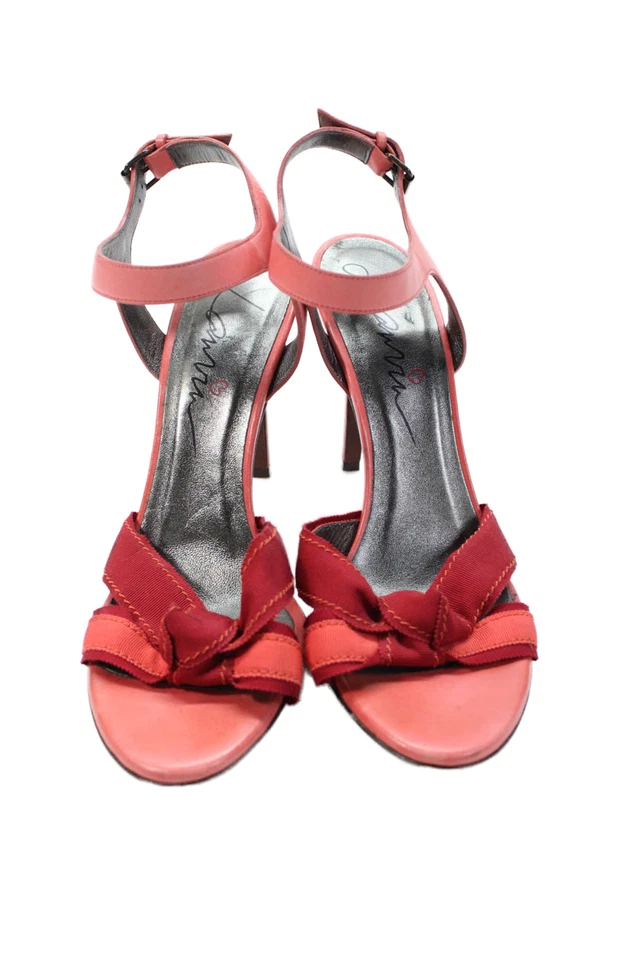 Lanvin Womens Leather Twist Strap Slingbacks Heels Pink Red Size 42 12 - Image 2 of 4