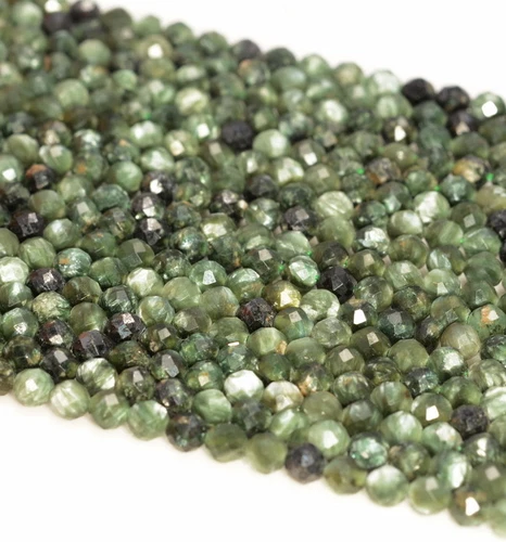 3.8MM SERAPHINITE GEMSTONE GRADE AAA MICRO FACETED ROUND LOOSE BEADS 15.5" - Picture 3 of 4