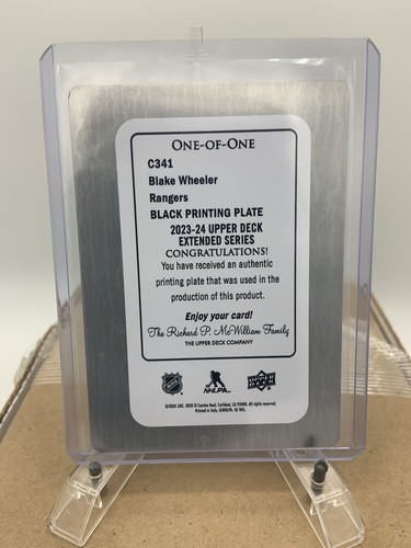 2023-24 Upper Deck Extended Series Blake Wheeler UD Canvas Black Printing Plate - Picture 2 of 2