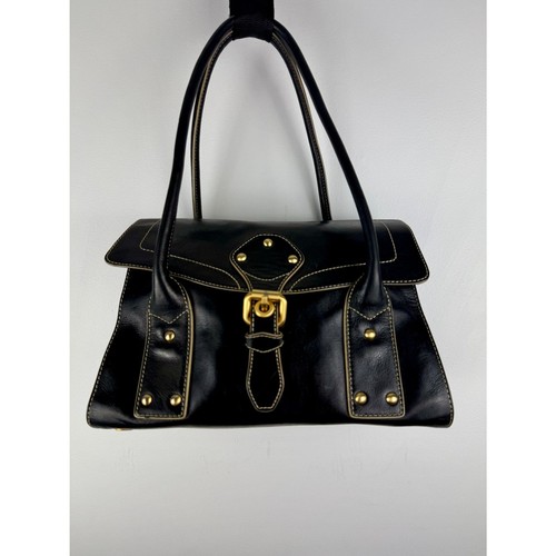 MAXX Schultertasche New York 100% echtes Rindsleder schwarz - Bild 7 von 15