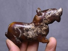 8CM China Dynasty Old Jade Carved Fengshui 12 Zodiac Year Tiger Amulet Pendant