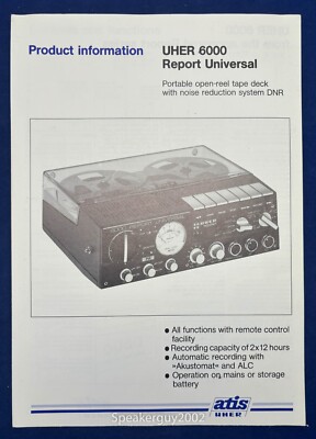 Original UHER Product Information Brochure / 6000 Report Universal