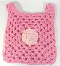 Vintage Boho Handmade Pinks Crochet Granny Square Girl Vest