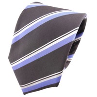Tigertie Seidenkrawatte Braun Blau Silber Gestreift - Krawatte Seide Tie