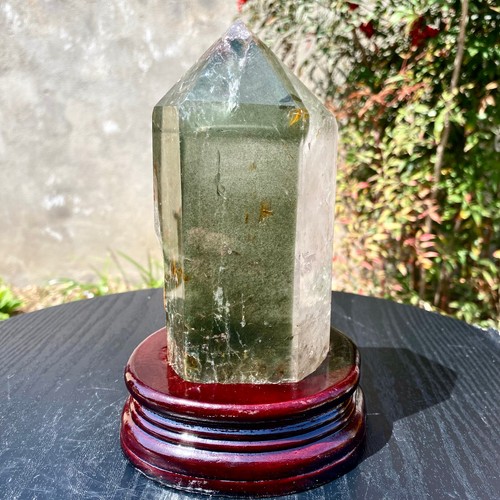 3.6LB Natural Garden Green Red Ghost Phantom Quartz Crystal Point Tower Obelisk - Picture 19 of 24