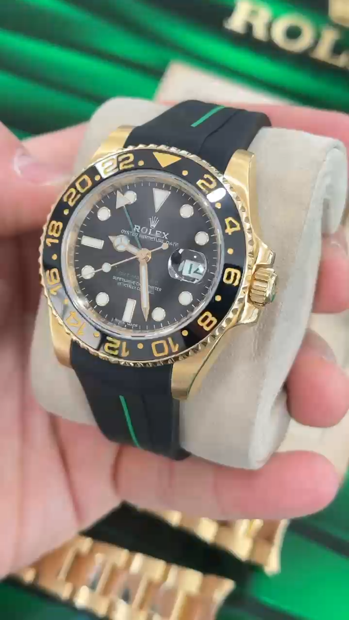 Rolex GMT-Master II 116718LN 18k Y Gold Black Dial Box Service Card & Rubber B - Image 2