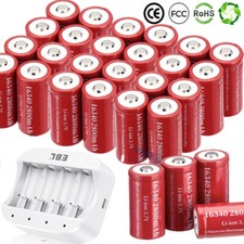 16340 Battery 2800mAh CR123A Rechargeable 3.7V Li-ion Cell Batteries / Charger