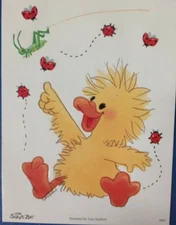 SUZY'S ZOO "WITZY DUCK W/LADY BUGS & GRASSHOPPER" STICKER SHEET #9884