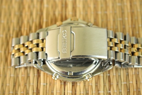 OROLOGIO CRONOGRAFO CRONOGRAFO SEIKO 150 PANDA CLASSICO COLORE COMBO TU-TONE SET IN SCATOLA - Foto 10 di 16