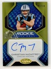 Christian McCaffrey 2017 Certified Roll Call Gold Autograph Rookie Card #7 01/10
