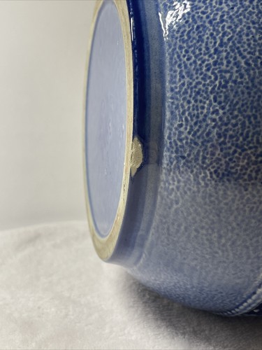 Vintage Marzi & Remy Rumtopf Blue Salt Glaze Crock 3042 No Lid Bottom Chip 8x8 - Picture 6 of 9