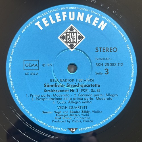 Vegh Quartett Bartok String Quartets 1-6 Telefunken SKH 25 083-T Ed1 Stereo EX - Picture 7 of 12