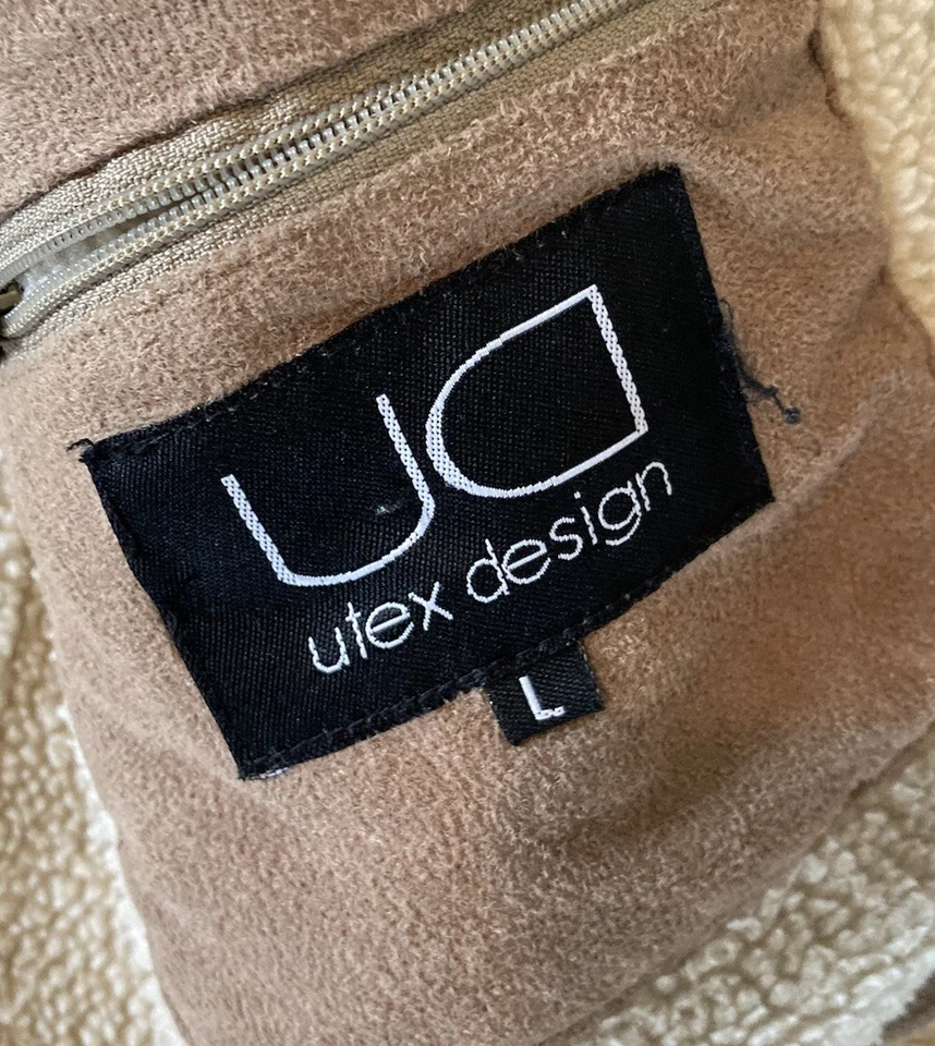 Vintage Utex Design Women’s Suede Sherpa Lined Coat size L Beige BE - Image 3 of 4