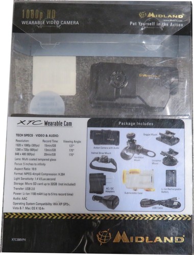 Midland XTC-300 Full HD Wearable Video Camera Kit with 4 Mounts+Under Water Case - Picture 2 of 2